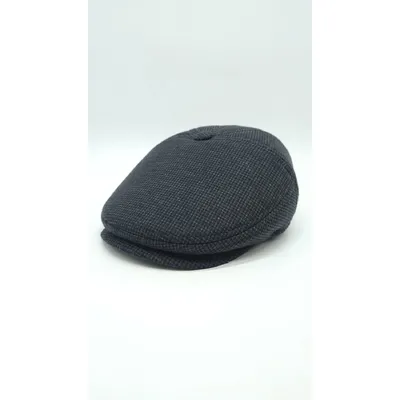 Кепка п'ятиклинка тіарова на байці та вухами в дрібну клітинку Mazur 56 Темно-сірий OR7.1