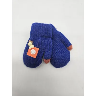 Рукавиці варежки в’язані подвійні з нашивкою на вік від 1 до 2 років Електрик 11986