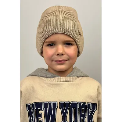 Шапка в’язана одинарна з манжетом Mateo Cascona 52-58 Кремовий