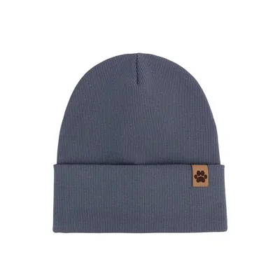 Шапка трикотажная с отворотом  в рубчик с нашивкой Патик Talvi 50-52 Серый