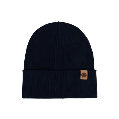 Шапка трикотажная с отворотом  в рубчик с нашивкой Патик Talvi 50-52 Темно-синий