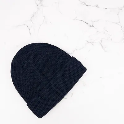 Шапка базовая вязаная одинарная с отворотом Чойси Talvi 44-46 Темно-синий