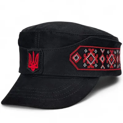 Кепка німка мазепинка бандерівка бавовняна з кокардою VladAltex 62 Чорний з червоним 29-460-19-4