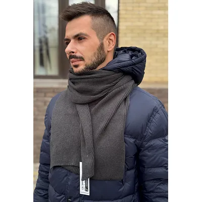 Шалик чоловічий в'язаний Grayson Cascona 180x25см Темно-сірий