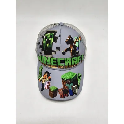Бейсболка з сіткою та малюнком Minecraft 52-55 Сірий 13827