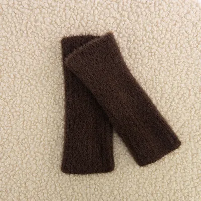 Рукавиці мітенки одинарні в’язані ангорові ФЛАФФІ Talvi one size Коричневий