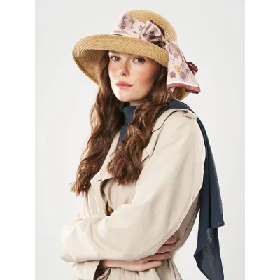 Капелюх клош з стрічкою та бантом Fortune 55-57 Бежевий SM164