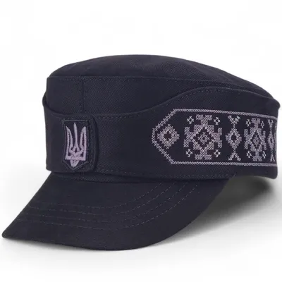 Кепка німка мазепинка бандерівка бавовняна з кокардою VladAltex 55 Чорний з сірим 29-460-19-2