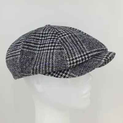 Кепка восьмиклинка хуліганка кашемірова в клітинку Premium VladAltex 59 Темно-сірий 8898-36