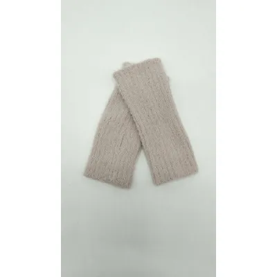 Рукавиці мітенки одинарні в’язані ангорові ФЛАФФІ Talvi one size Світло-пудровий