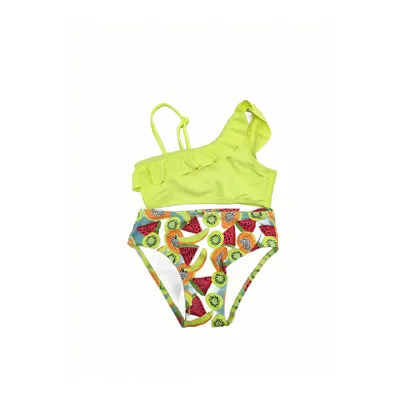 Купальник дитячий топом з рюшками та принтом Фрукти BH1051 Teres 2-4 Салатовий 98-104см