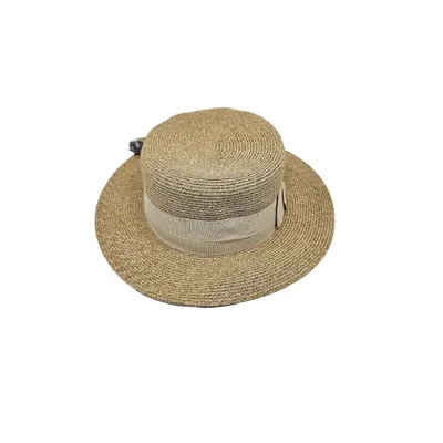 Капелюх солом’яний канотьє з бантом Fortune 56-58 Бежевий з молочним S328