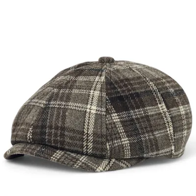 Кепка восьмиклинка хуліганка вовняна в клітинку VladAltex 52 Коричневий 533-26