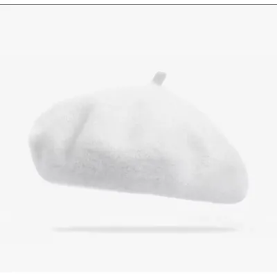 Берет для дівчинки класичний однотонний вовняний 52-54 Молочний