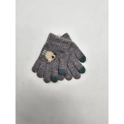 Рукавиці дитячі одинарні з малюнком на вік 2-3 років Темно-сірий 16002