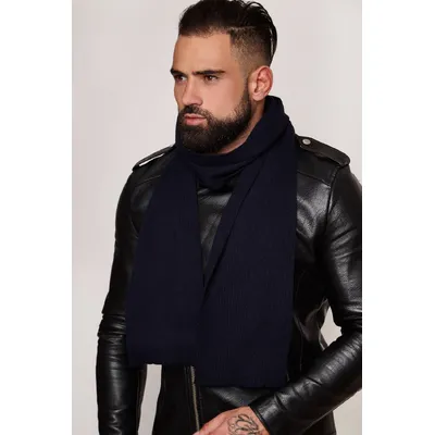 Шалик чоловічий в'язаний Classic Cascona 180x20см Темно-синій