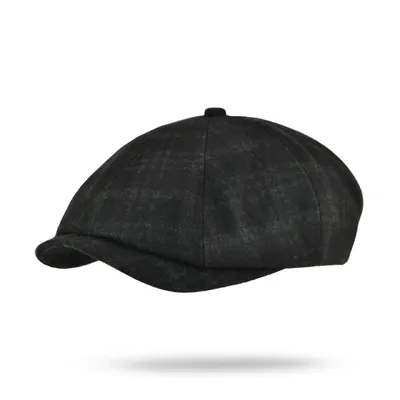 Кепка восьмиклинка хуліганка кашемірова в клітинку VladAltex 56 Чорний 237-46