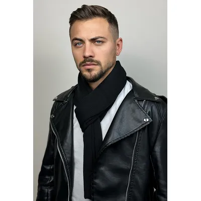 Шалик чоловічий в'язаний Jack Cascona 180x28см Чорний