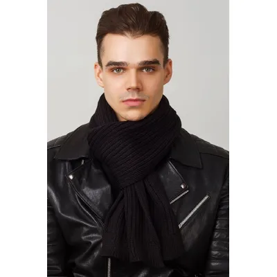 Шалик чоловічий в'язаний America Cascona 180x17см Чорний