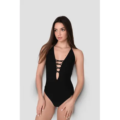 Купальник суцільний з переплетеними шнурівками Lula Madora 36 Чорний 12759