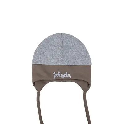 Шапка трикотажна для хлопчика на зав’язку Сан-Дієго Talvi 44-46 Коричневий з сірим 7496