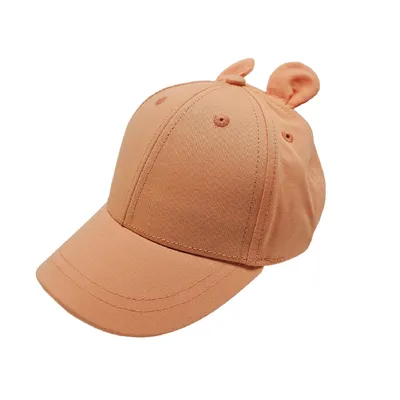 Бейсболка для дівчинки з вушками та вишитою мишкою 48 Персиковий 13117