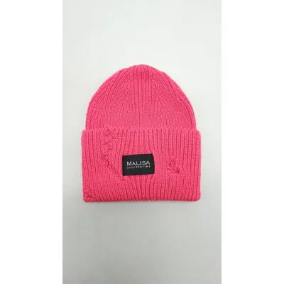Шапка лопата в’язана грубої вязки без підкладки з манжетом БРУНО Malisa 54-60 Фуксія
