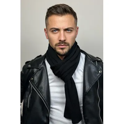 Шалик чоловічий в'язаний Grayson Cascona 180x25см Чорний