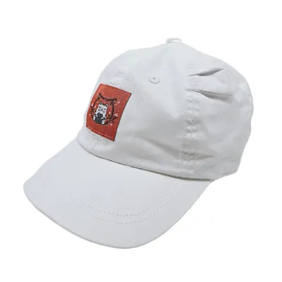 Бейсболка бандана для девочки с ушками и котиком 50 Белый