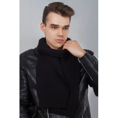 Шалик чоловічий в'язаний Classic Cascona 180x20см Чорний