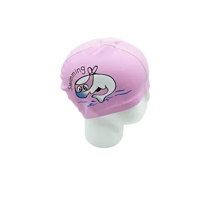 Шапка для плавання для дітей з прорезиненої тканини з малюнком Акули HNSD 52-55 Рожевий