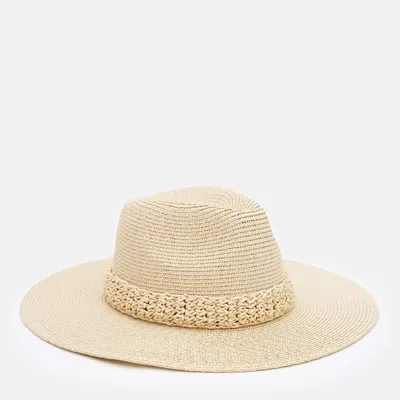 Капелюх Федора з плетеним обідком Fortune 55-57 Топлене молоко SM276