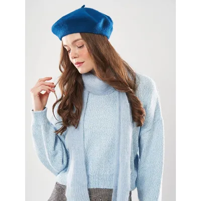 Берет класичний однотонний вовняний 56-58 Fortune Сапфіровий