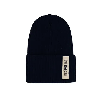 Шапка однотонна в’язана двошарова з регульованим манжетом Давос Talvi 48-56 Темно-синій