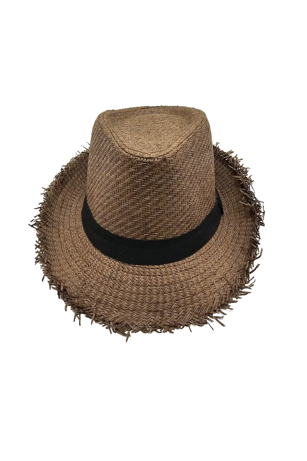 Капелюх формований челентанка з чорною стрічкою та бахромою Fortune 57-59 Коричневий 