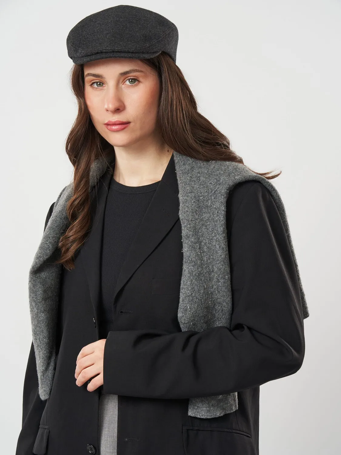 Кепи кашемировое Flat Cap Fortune 55-57 Темно-серый 