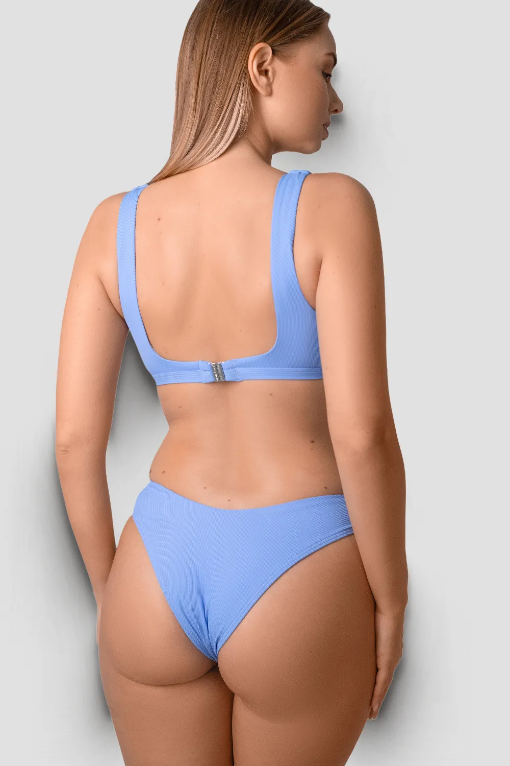 Купальник роздільний трикутниками в рубчик 32644 Atlantic Beach 36 Блакитний 12543 