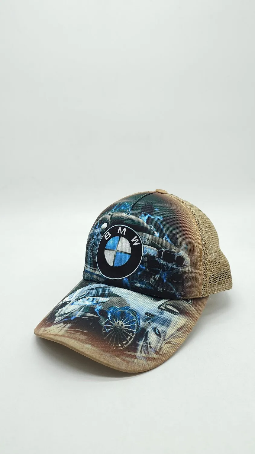 Бейсболка з сіткою та малюнком BMW 52-55 Бежевий 