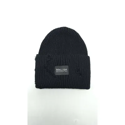 Шапка лопата в’язана грубої вязки без підкладки з манжетом БРУНО Malisa 54-60 Чорний
