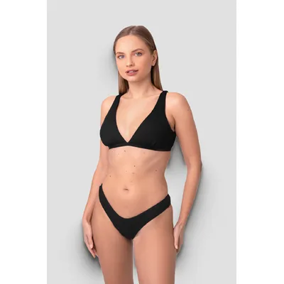 Купальник роздільний трикутниками в рубчик 32644 Atlantic Beach 36 Чорний 12547