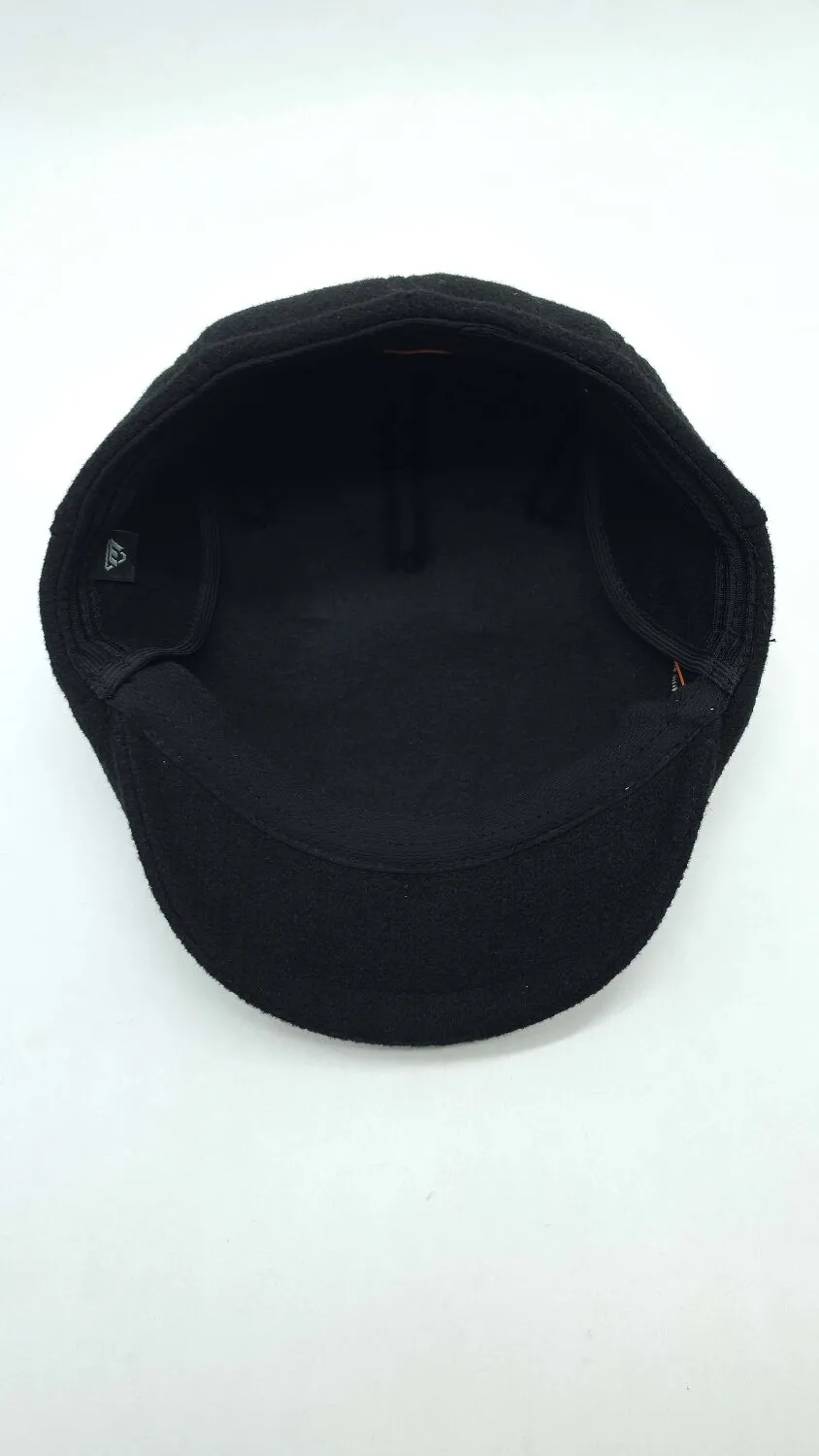 Кепка реглан пряма кашемірова на байці та вухами Mazur 56 Чорний KA1 