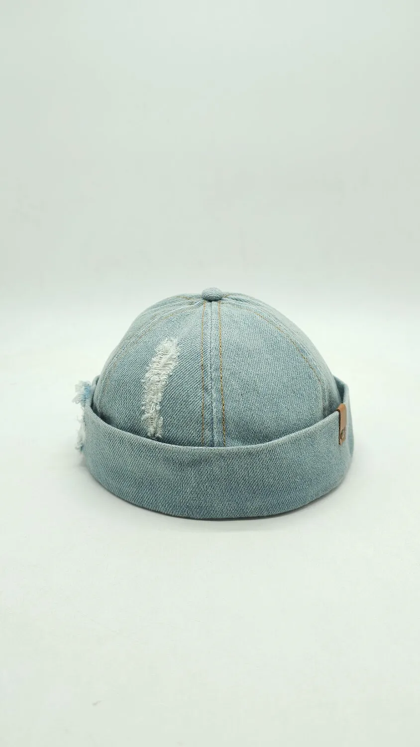 Кепка без козирка феска докер джинсова РВАНА Fortune 55-58 Блакитний 