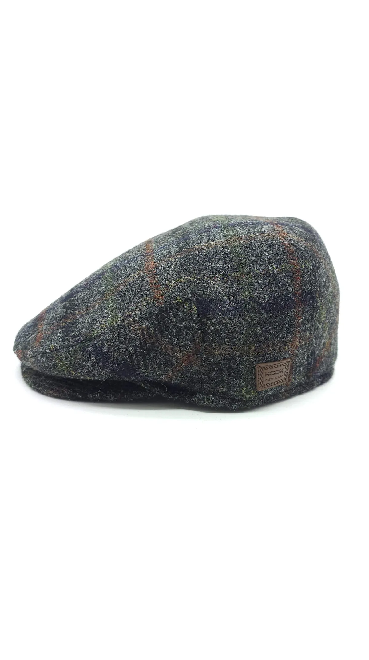 Кепка пряма реглан вовняна в клітинку HarrisTweed HOOK 56 Cірий R-CF 