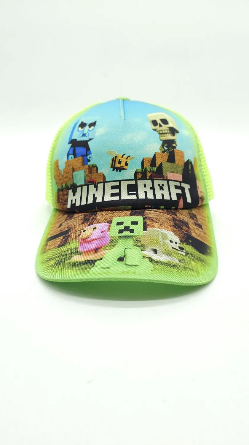 Бейсболка з сіткою та малюнком Minecraft SKELETON 52-55 Салатовий 