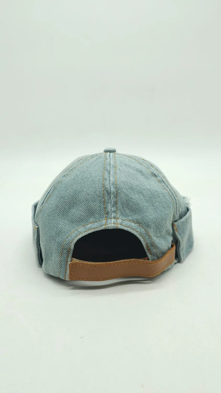 Кепка без козирка феска докер джинсова РВАНА Fortune 55-58 Блакитний 