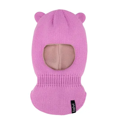 Шапка балаклава шолом в’язана з вушками на флісовій підкладці Мімі Talvi 40-42 Рожевий 15876