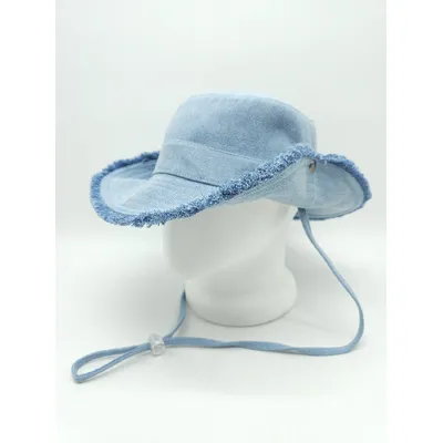 Панама ковбойка з широкими полями регулюванням та бахромою 55-58 Блакитний 17377