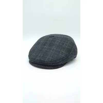 Кепка п'ятиклинка тіарова на байці та вухами в клітинку Mazur 56 Темно-сірий OR58