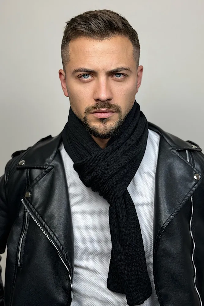 Шарф мужской вязаный Grayson Cascona 180x25см Черный 