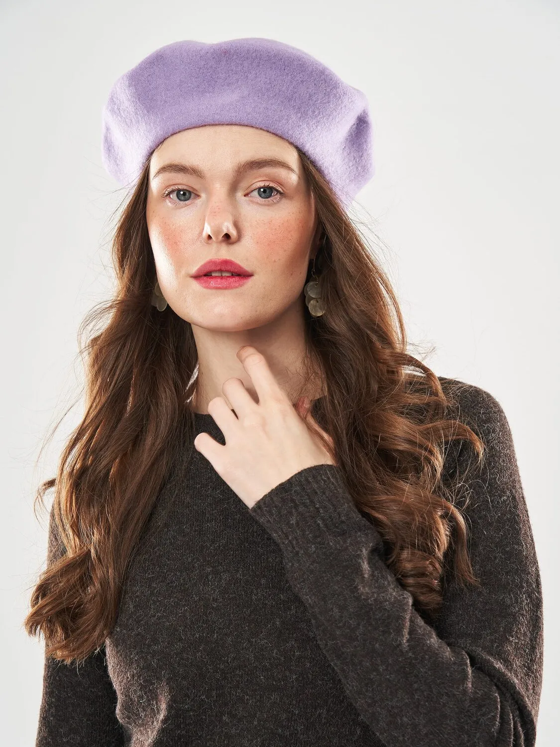 Берет класичний однотонний вовняний 56-58 Fortune Бузковий 